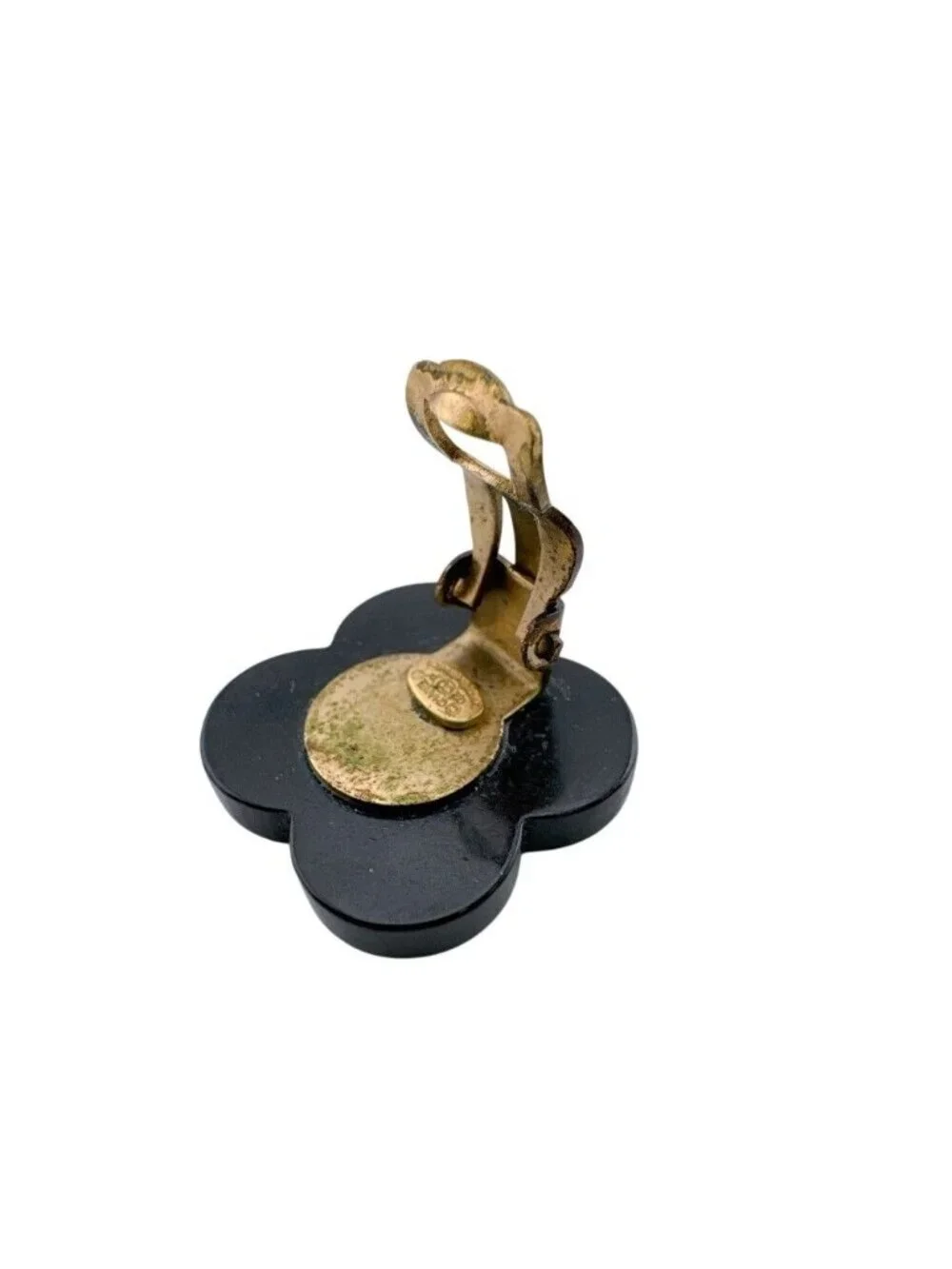 Chanel CC Logo Camellia Metal Earrings Black